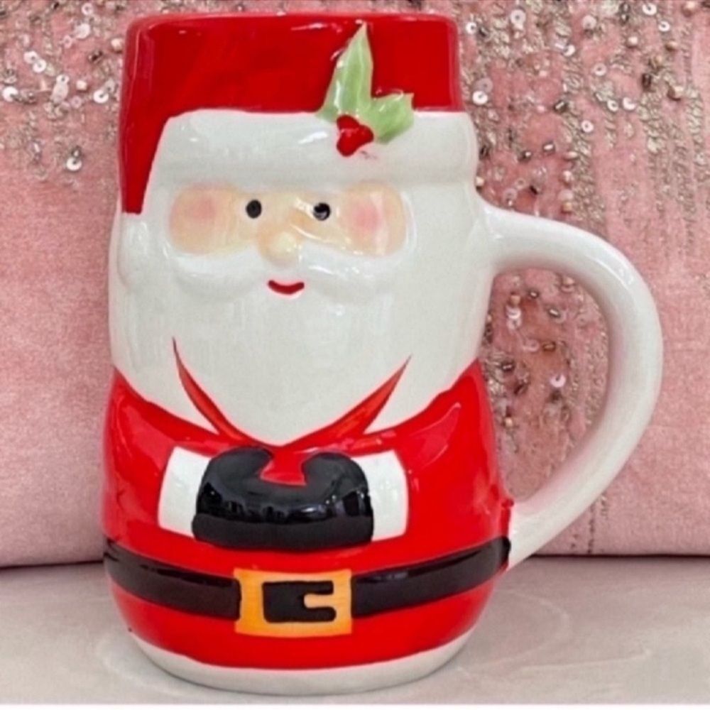 Red White Santa Claus Mug Tall Large Christmas Holiday Coffee Cup